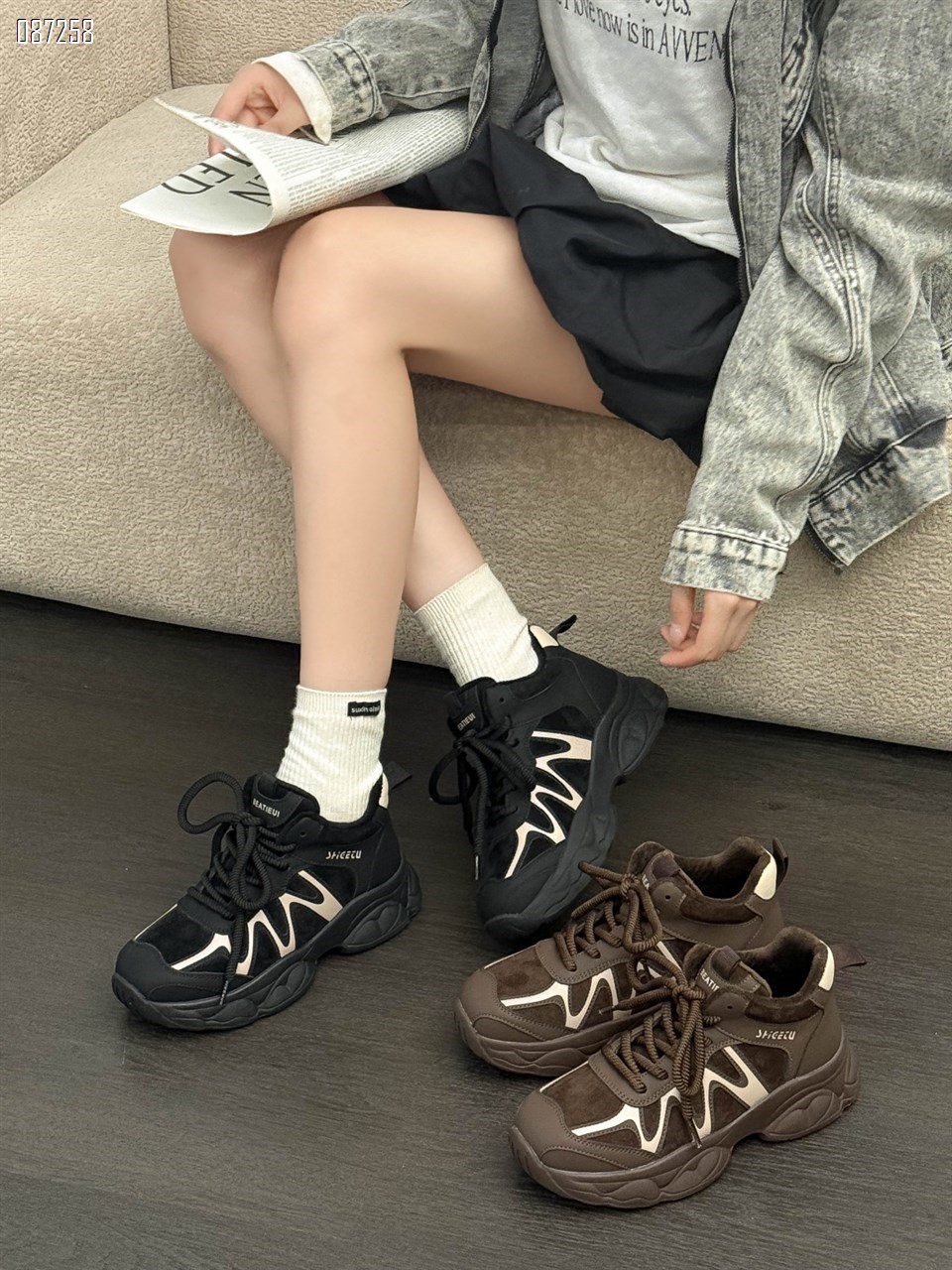【单双可补货】秋新款厚底轻便百搭拼色休闲运动鞋SA12607-1