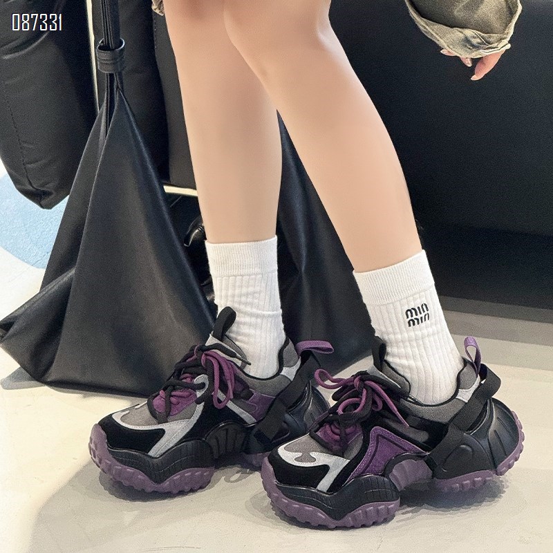 【单双可补货】秋新款厚底轻便百搭拼色休闲运动鞋真皮老爹鞋SA6778