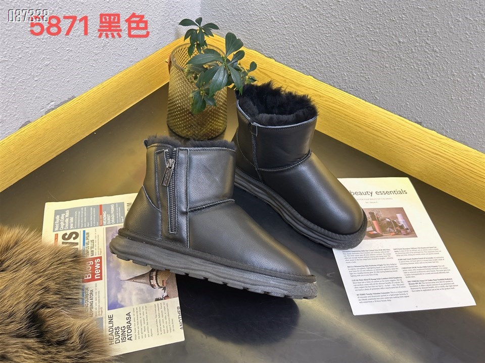 【单双可补货】男款雪地鞋牛皮羊毛侧拉链款光面防水雪地棉SA111