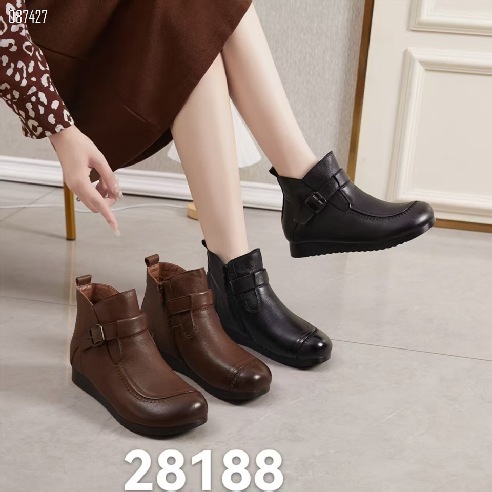 【单双可补货】新款头层牛皮内里加棉短靴SA28188