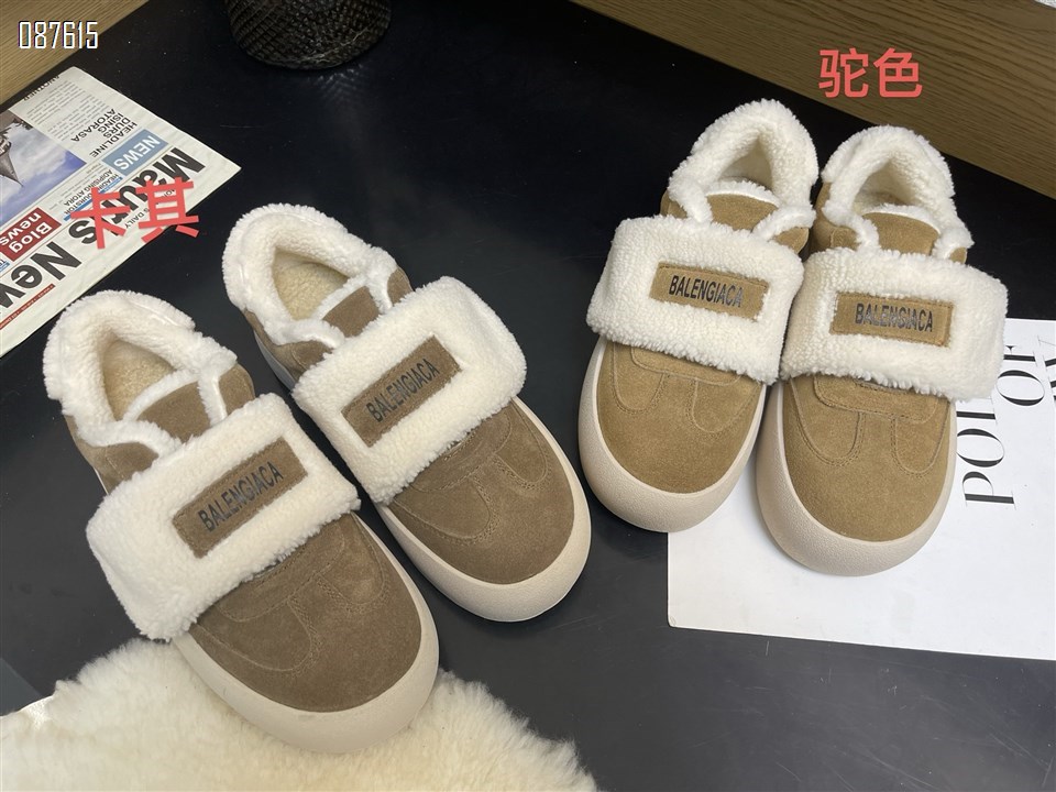 【单双可补货】真皮棉鞋磨砂牛皮厚底毛毛鞋SA111