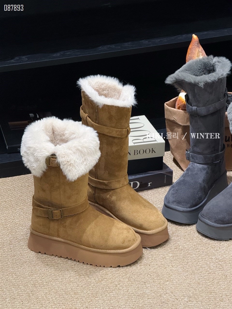 【单双可补货】冬新款超迁布厚底中筒雪地靴SA11094