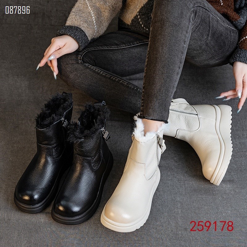 【单双可补货】头层牛皮鞋面800克仿兔毛内里短靴SA259178