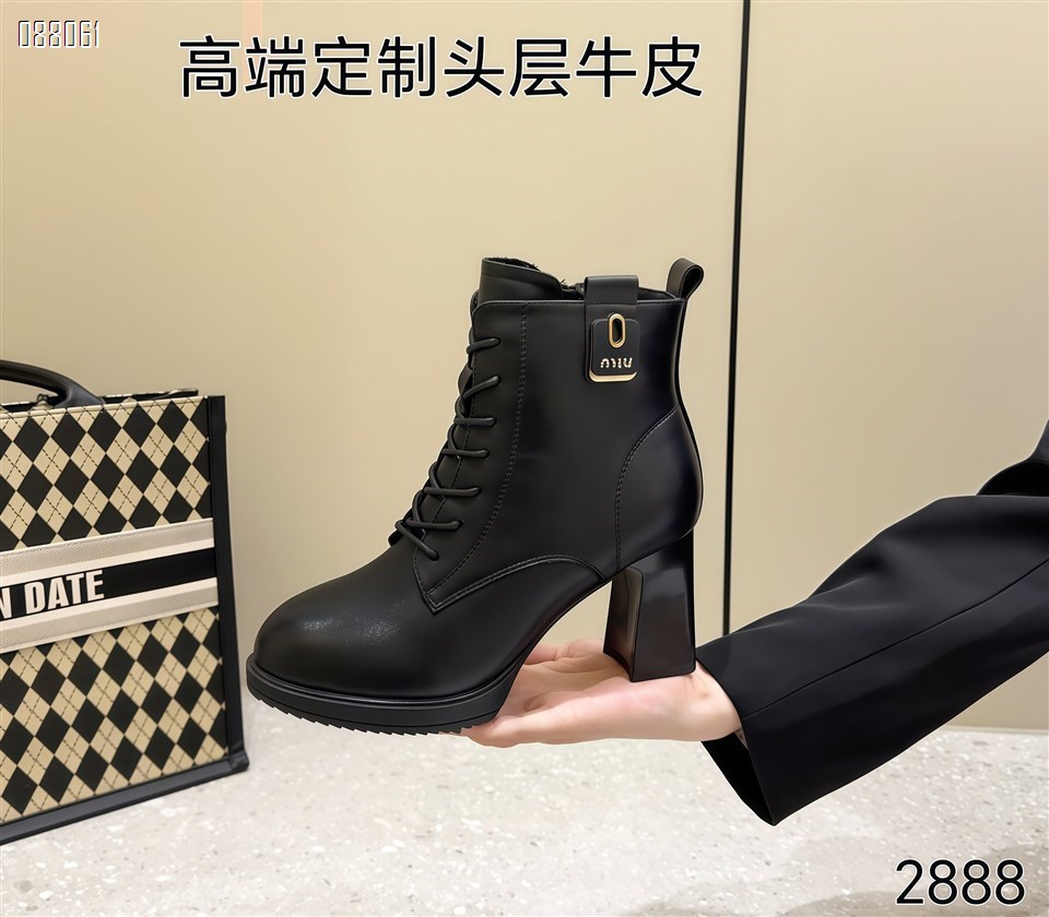 【单双可补货】新款头层牛皮绒里短靴百丽同款马丁靴2888