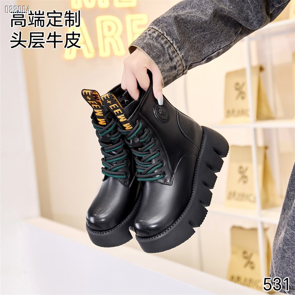 【单双可补货】新款头层牛皮绒里短靴百丽同款马丁靴531