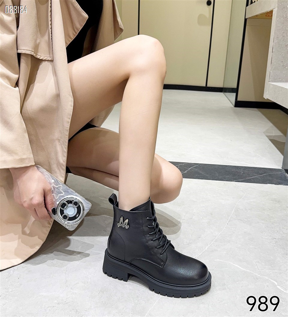 【单双可补货】新款百丽同款头层牛皮绒里短靴SA989