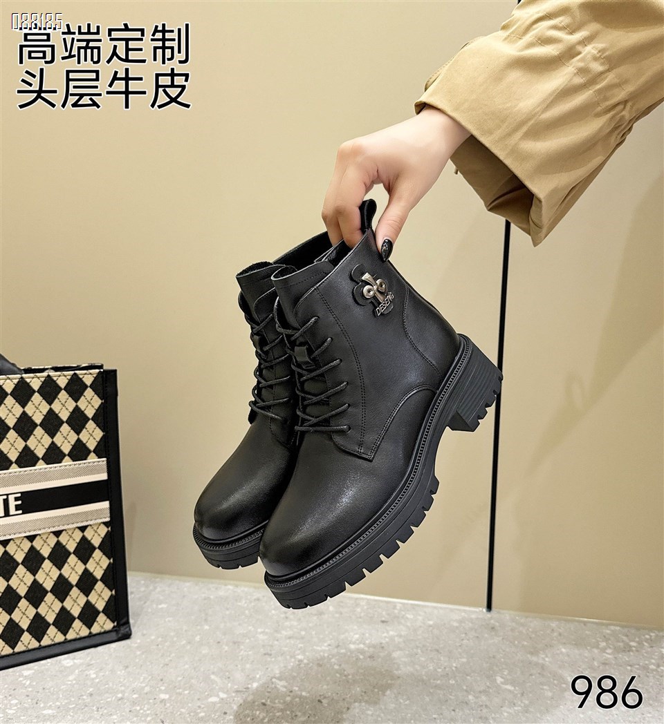 【单双可补货】新款百丽同款头层牛皮绒里短靴SA986