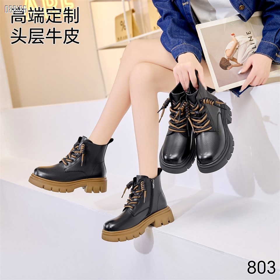 【单双可补货】新款百丽同款头层牛皮绒里短靴SA803