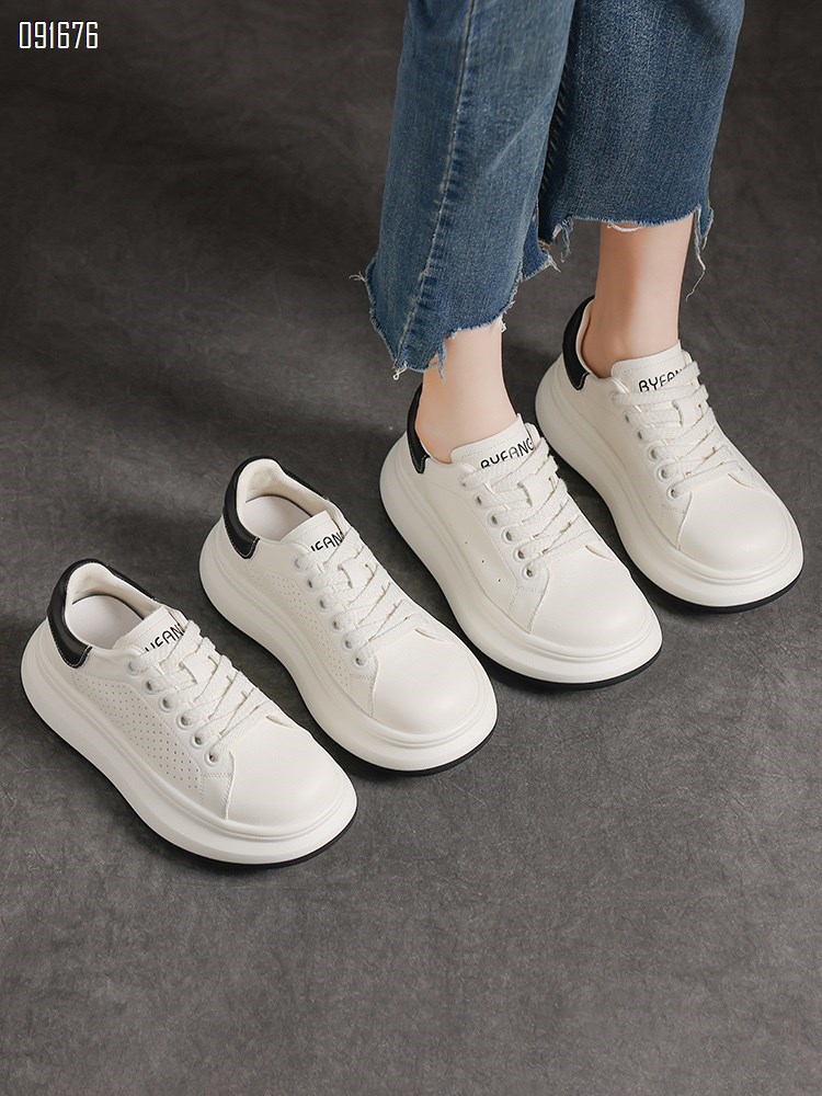 【单双可补货】新款头层牛皮休闲鞋大白鞋SAA2601皮面A2601-1冲孔