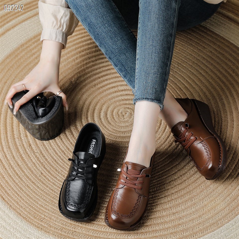【单双可补货】新款头层牛皮坡跟妈妈鞋SA1377