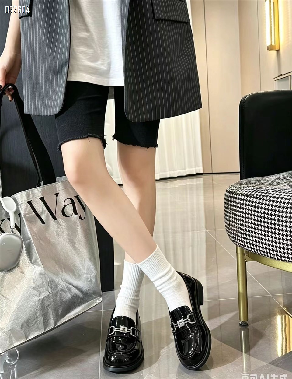 【单双可补货】新款漆皮平底乐福鞋单鞋SA2668-2