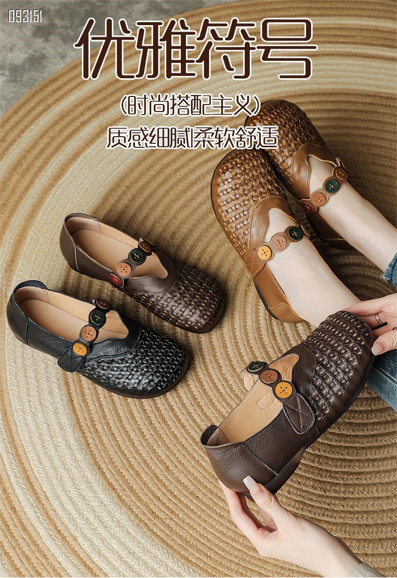 【单双可补货】新款头层牛皮复古民族风玛丽珍鞋SA7902