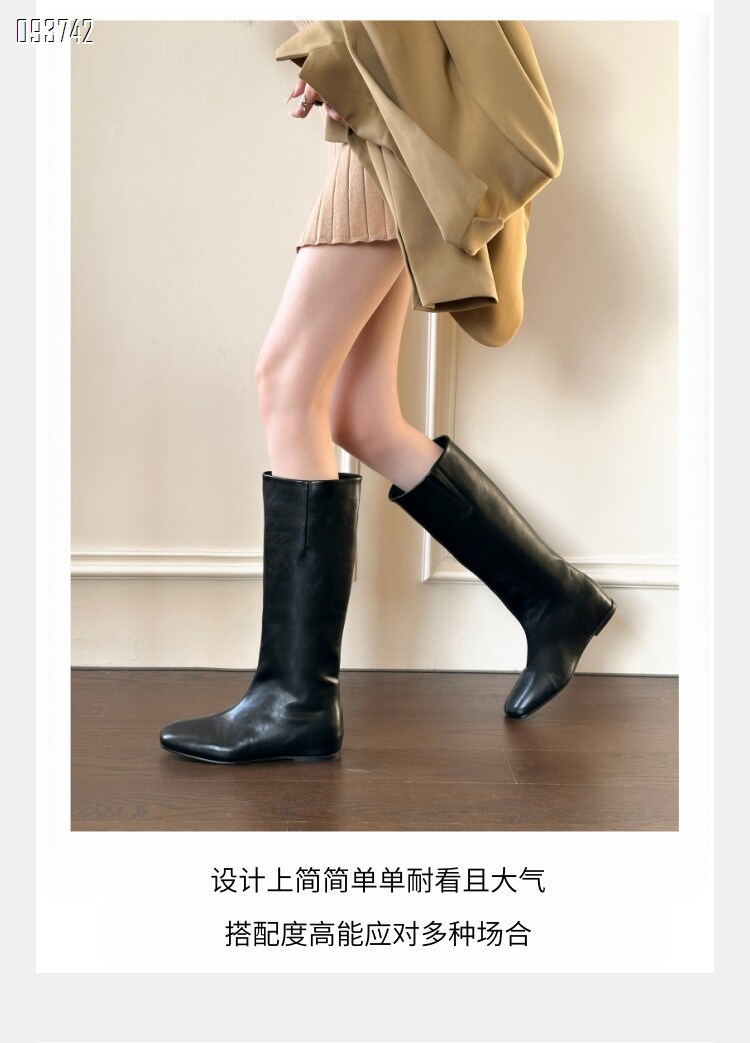 【单双可补货】新款圆头显瘦平底内增高骑士长靴SA8963