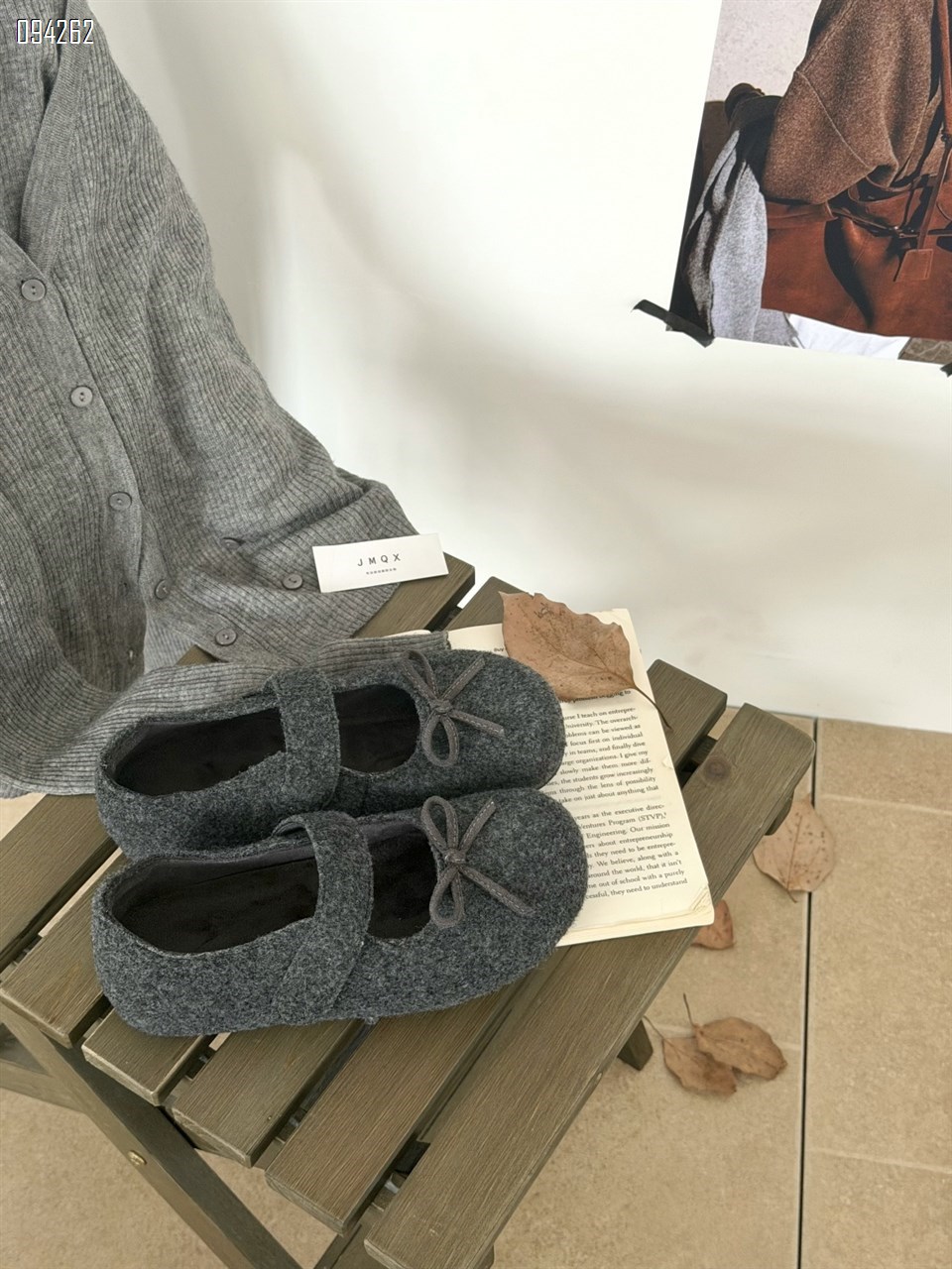【单双可补货】新款蝴蝶结毛呢玛丽珍单鞋SA283