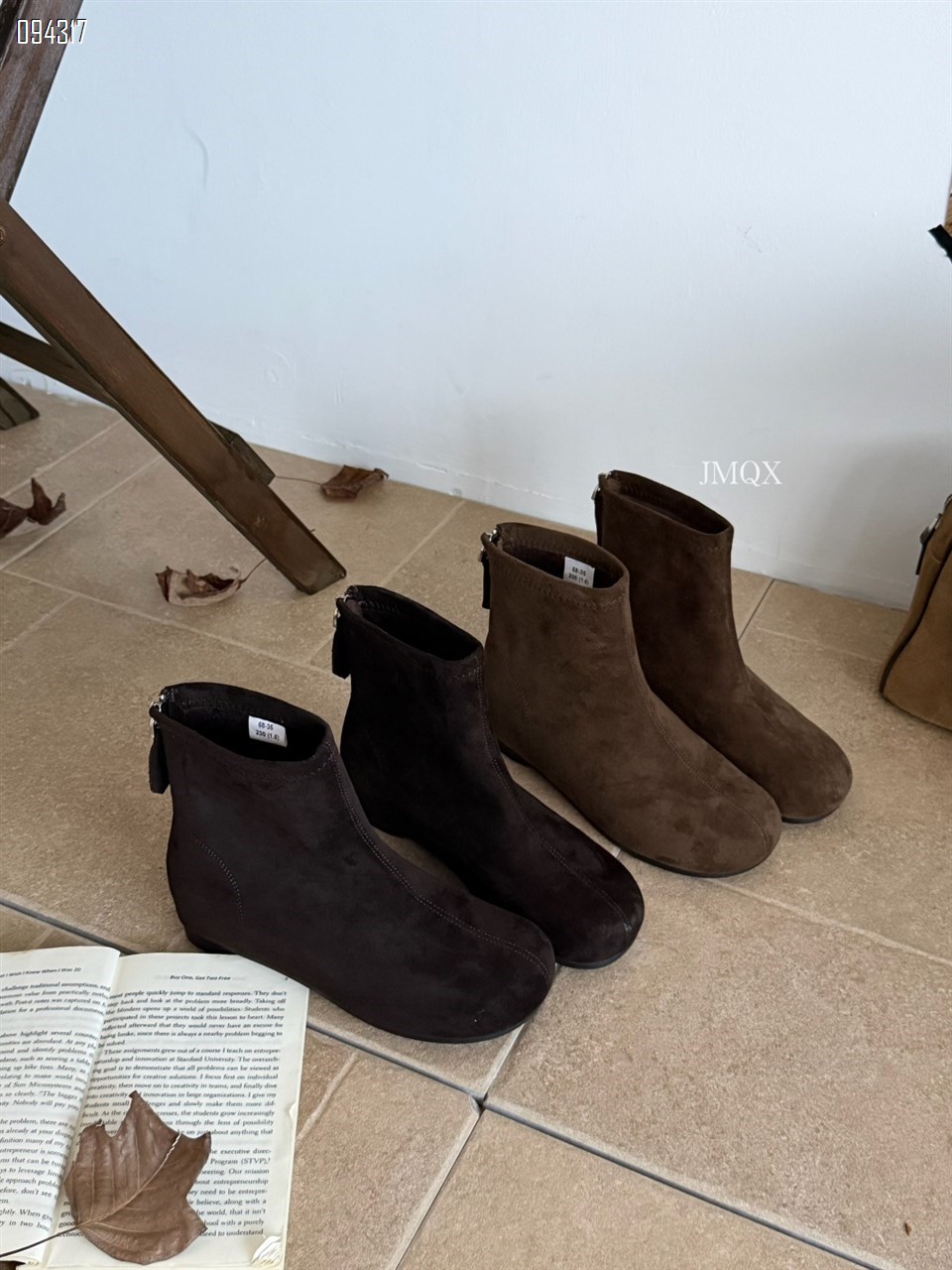 【单双可补货】新款百搭绒皮瘦瘦短靴SA68-35