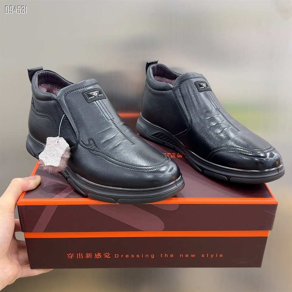 【单双可补货】新款高品质舒适百搭真皮真羊毛厚底棉鞋31255