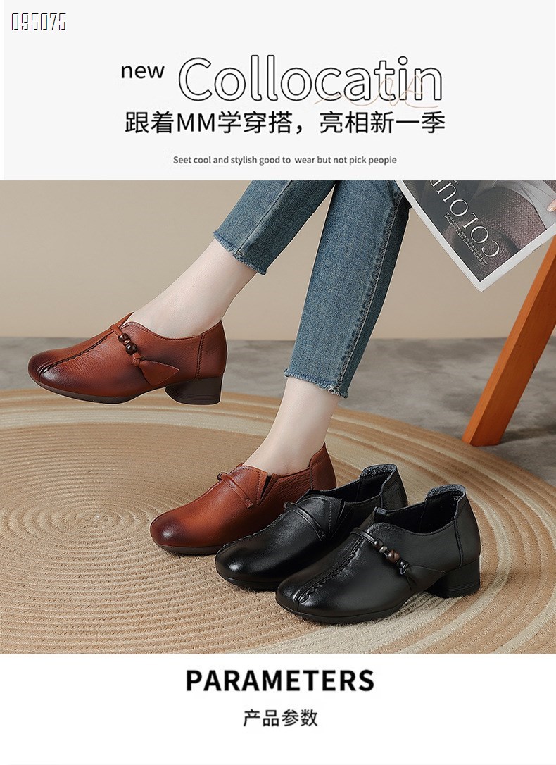 【单双可补货】新款头层牛皮复古森女风手工女鞋22655